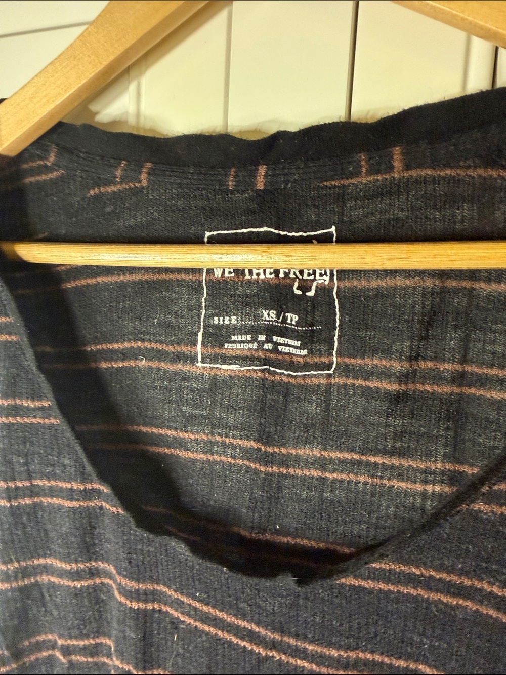 We The Free Black Long-Sleeve Striped Scoop Neck Top with Brown Stripes - Picture 3 of 4